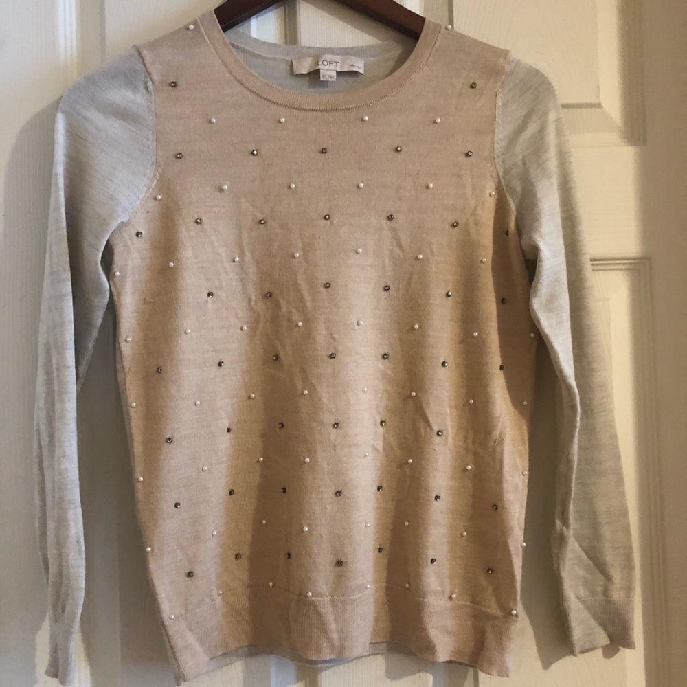 Loft Embellished Light Weight Knit Top